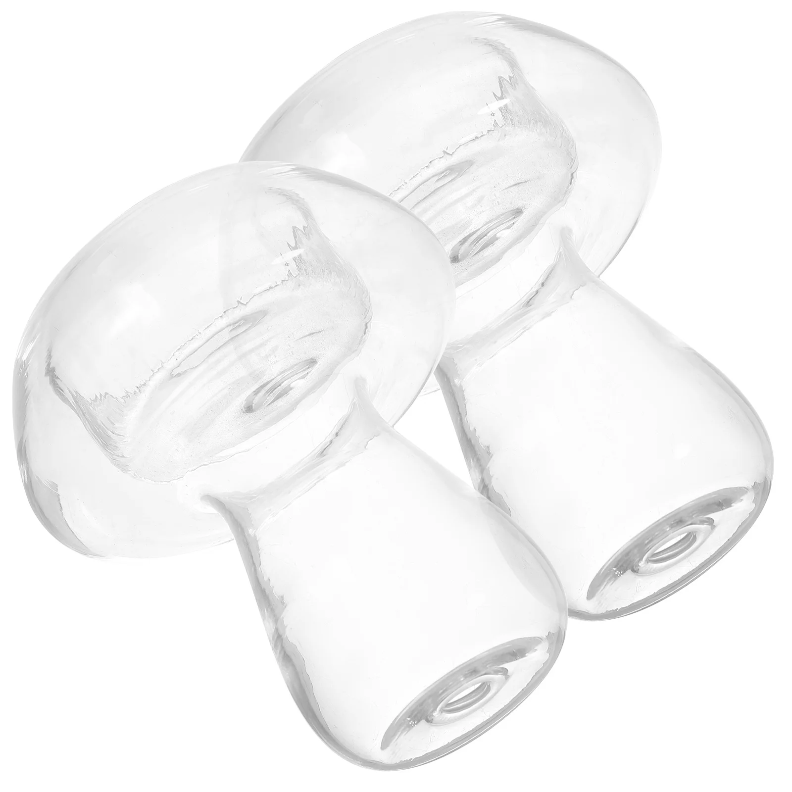

2 Pcs Fluted Holder Holders Mushroom Candleholders Vintage Decor Glass Tea Light Tealight Votive Clear