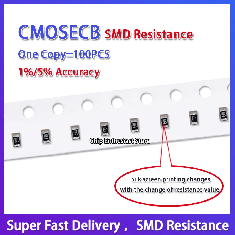 100PCS Resistor 0603 510K PRINT514 1/10W Accuracy5% 1608 1.6*0.8MM SMD-2 Chip Resistor