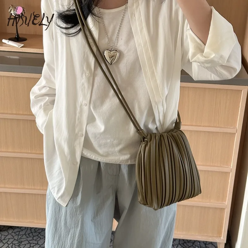 

Summer New Arrive Fashion Crossbody Bags Women's PU Single Mini Shoulder bag Luxury Versatile Pleated Casual Small Square Bag