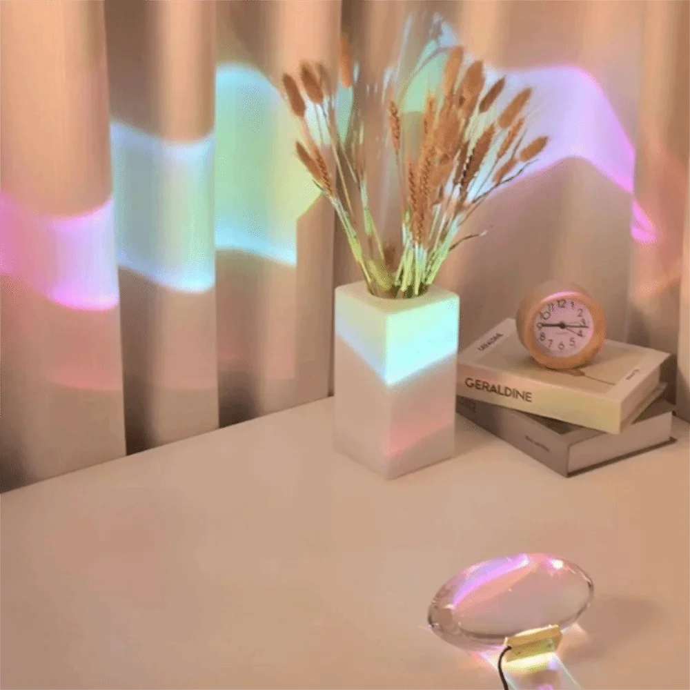 

High-End Design Crystal Desk Lamp Creative Luminous Rainbow Atmosphere Night Lamp Egg-shaped Design Italian Designer