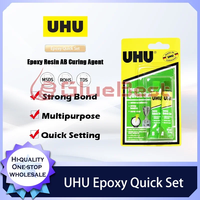 UHU Epoxy Quick Set Fast Drying Multi-purpose Curing Agent for Plastic Glass Ceramic Metal Models and Crafts Original Product