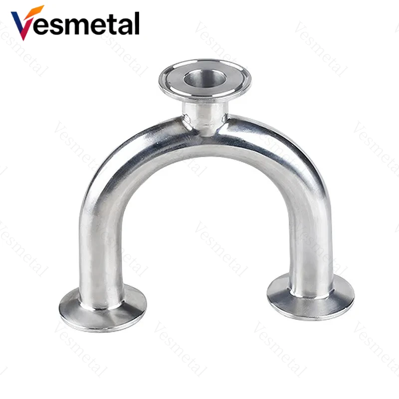 

3/4"-2" Pipe OD 1.5" 2" Tri Clamp 3 Way U Return Bend, 304 Stainless Steel Sanitary Fitting Splitter for Home Brewing Beer