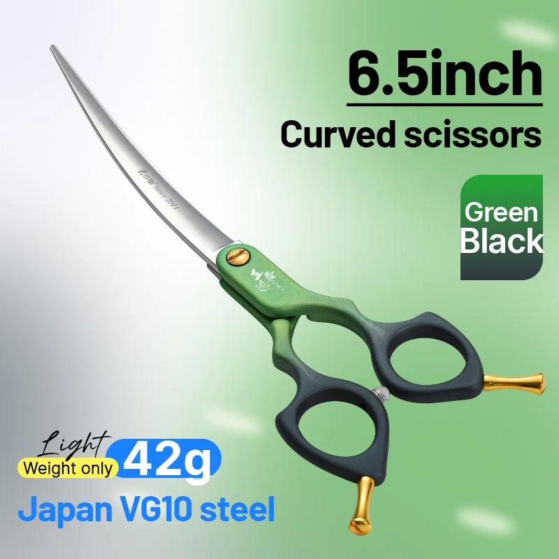 Fenice Advanced 6,5/7,0 Zoll JPVG10 Stahl Bunte Fellschere für Hunde, Schnitt-/gebogene Schere mit hochwertigem Legierungsgriff 3