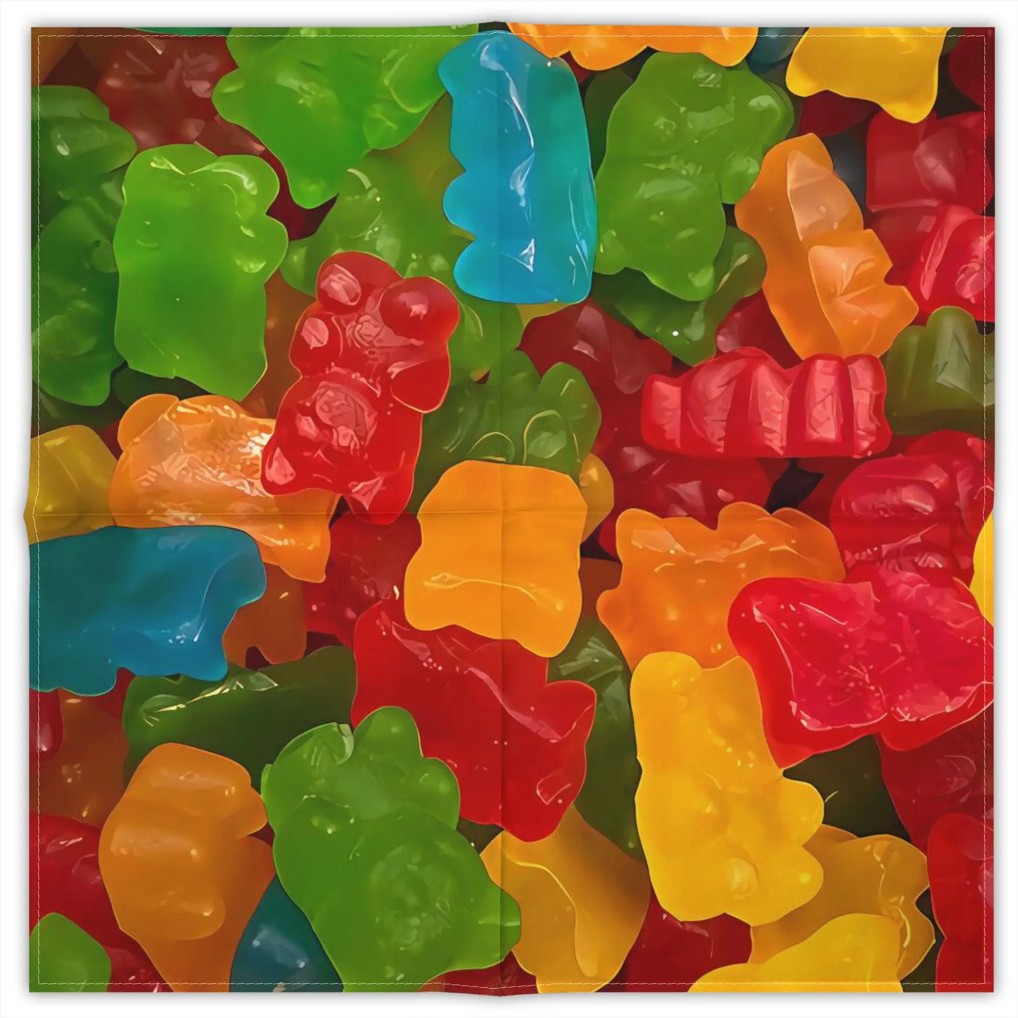 

Gummy Bear Colorful Fashion Square Scarf Decorative Polyester Printed Daily