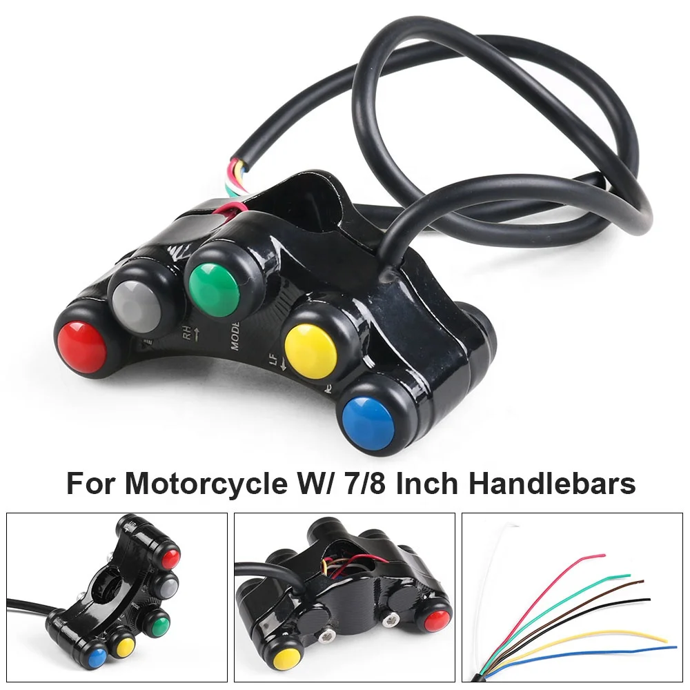 Universal 7 Button Motorcycle Switch Racing Motocross 22mm Handlebar Switch Assembly Headlight Indicator Horn Switch