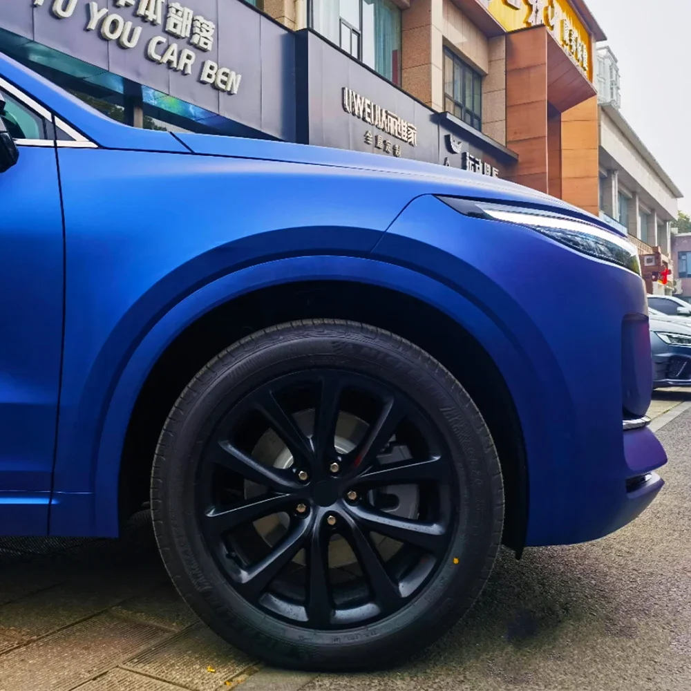 Metallic Matte Satin Ice Dark Blue Vinyl Film Bubble Free Auto Decal Wrapping Film PET Sticker Car Accessories Exterior Interior