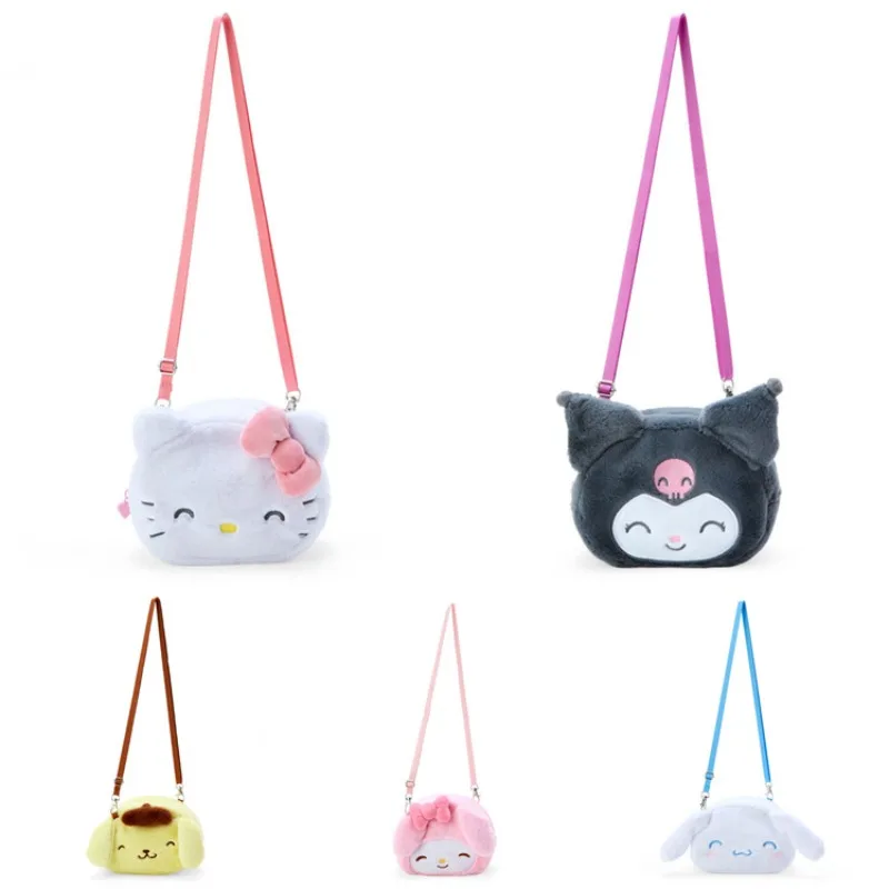 Sanrio Hello Kitty Plush Shoulder Bag Kawaii Kuromi Clutter Storage Bag Cute Melody Girl Cartoon Messenger Bag Kid Birthday Gift