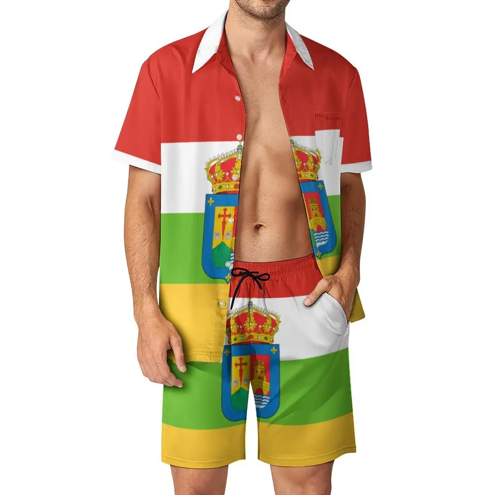 

Flag of La Rioja (with Coat of Arms) Men's Beach Suit 2 Pieces Suit High Quality Cute Leisure Eur Size