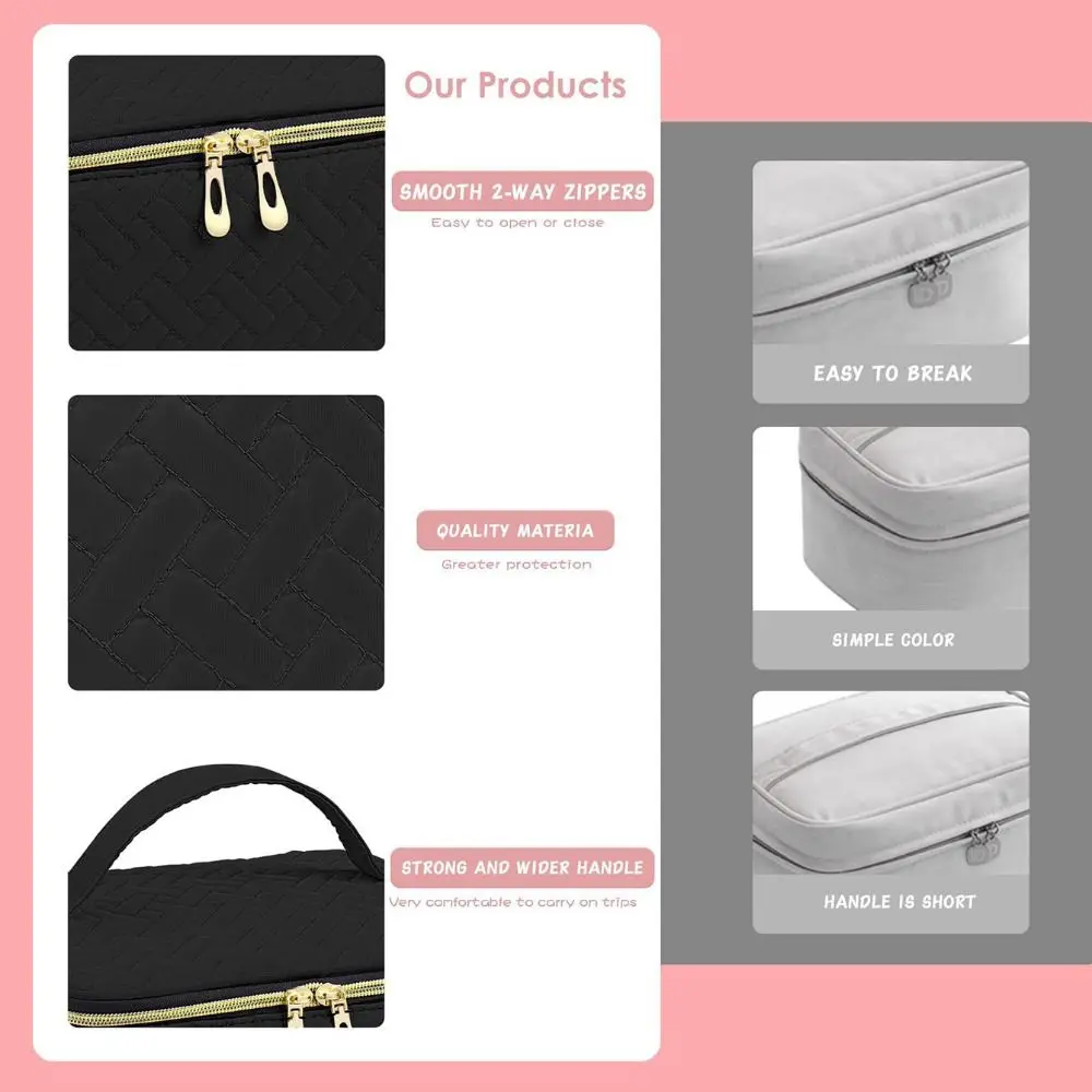 Double Layer Nail Polish Organizer Bag Large Capacity Handheld Essential Oil Storage Bag 30 Compartment Cosmetic Bag