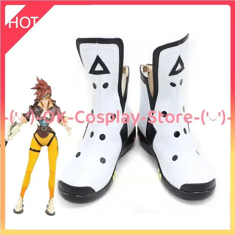 

[Custom Made] Game OW Tracer Lena Oxton Cosplay Shoes PU Shoes Halloween Carnival Boots Cosplay Props