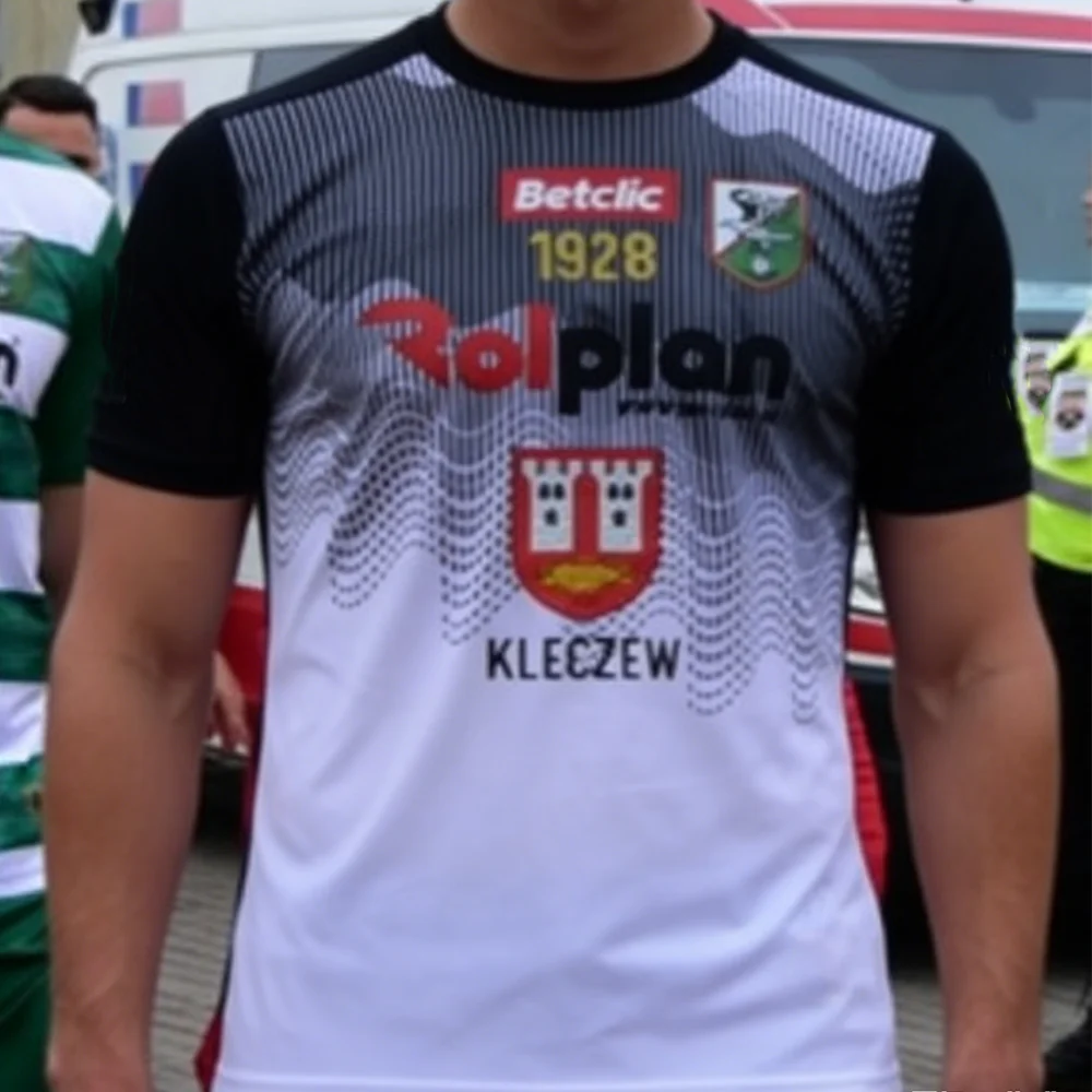 2026 Sokół Kleczew Team Kurzarm-Trikot mit O-Ausschnitt, Polnische Liga Fan-Version, Atmungsaktives, Schnelltrocknendes Sport-Oberteil für Fans