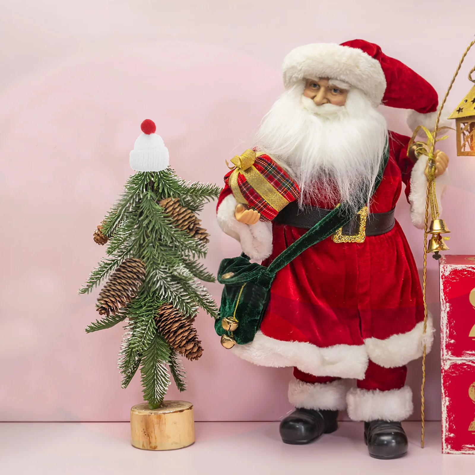 

12Pcs Mini Knit Santa Hats for Christmas Tree Ornaments DIY Handmade Mini Wool Hats Baby Dress Up Accessories Tiny Xmas Hat