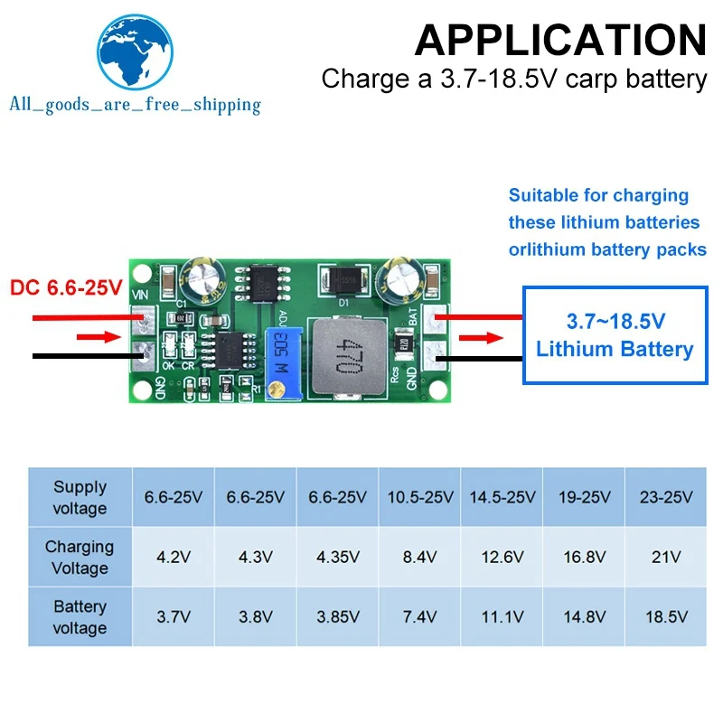 TZT DD28CRTA 1A 3.7-18.5V Charging Board For Lithium Batteries Or Lithium Battery Packs Battery Charger Module