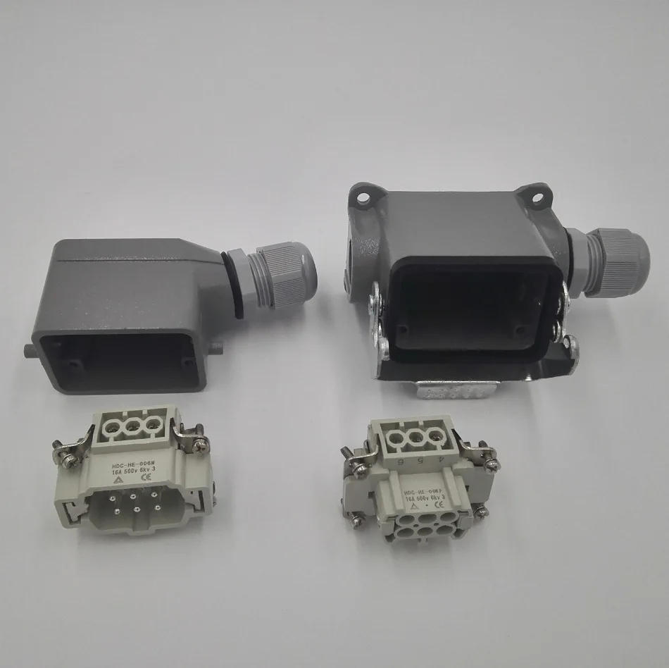 Manufacturer direct sales heavy-duty connector rectangular aviation plug surface installation side outlet HDC-HE-006-3D