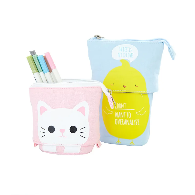 Porte-crayon d'école Kawaii coréen pour garçons et filles, porte-crayon multifonctionnel simple, sac à crayons en toile variable, cadeaux