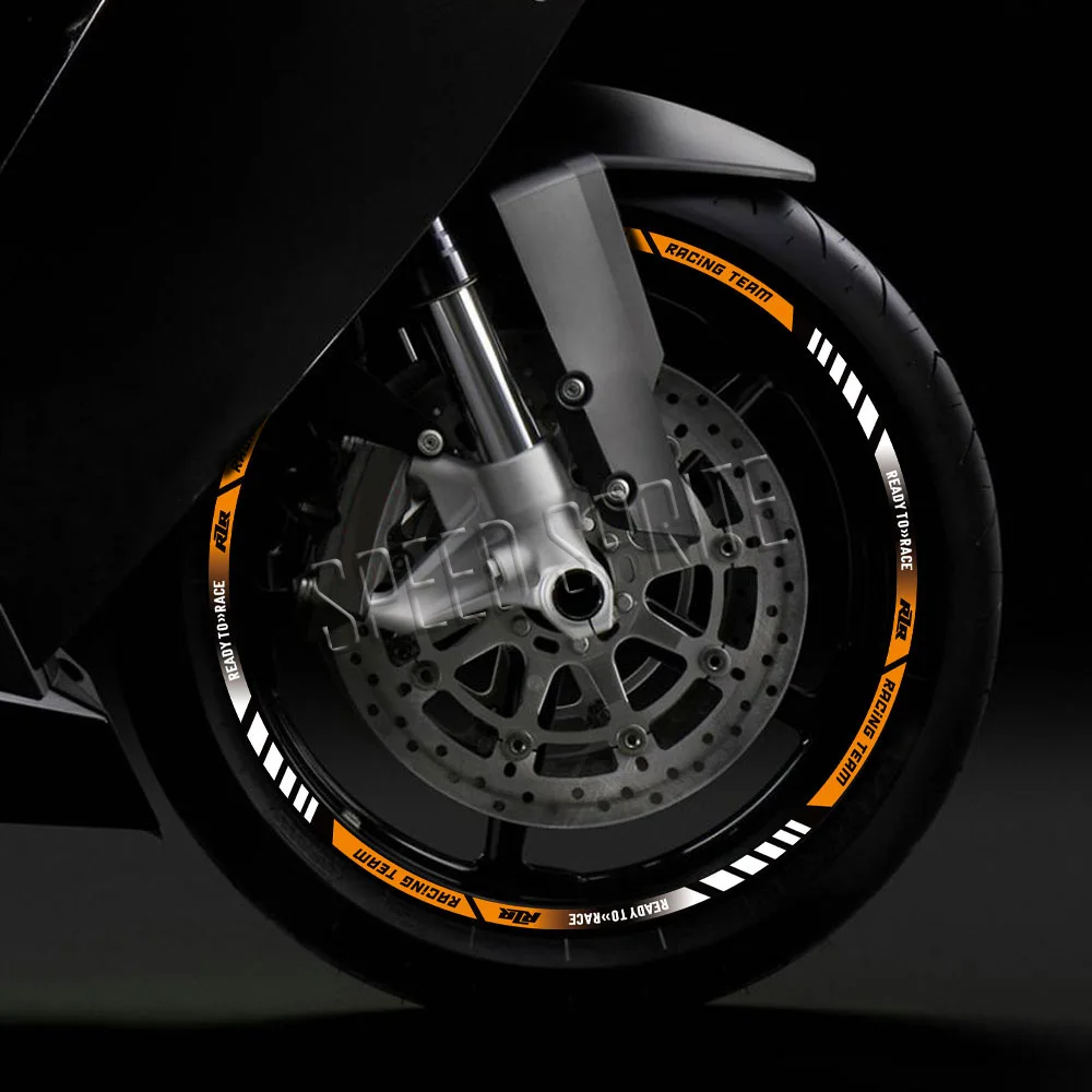 For KTM Duke 200 390 690 790 890 1290 RC8 Motorcycle Wheel Sticker 17 Inch Rim Stripe Tape READY TO RACE Logo Decal Accessorise