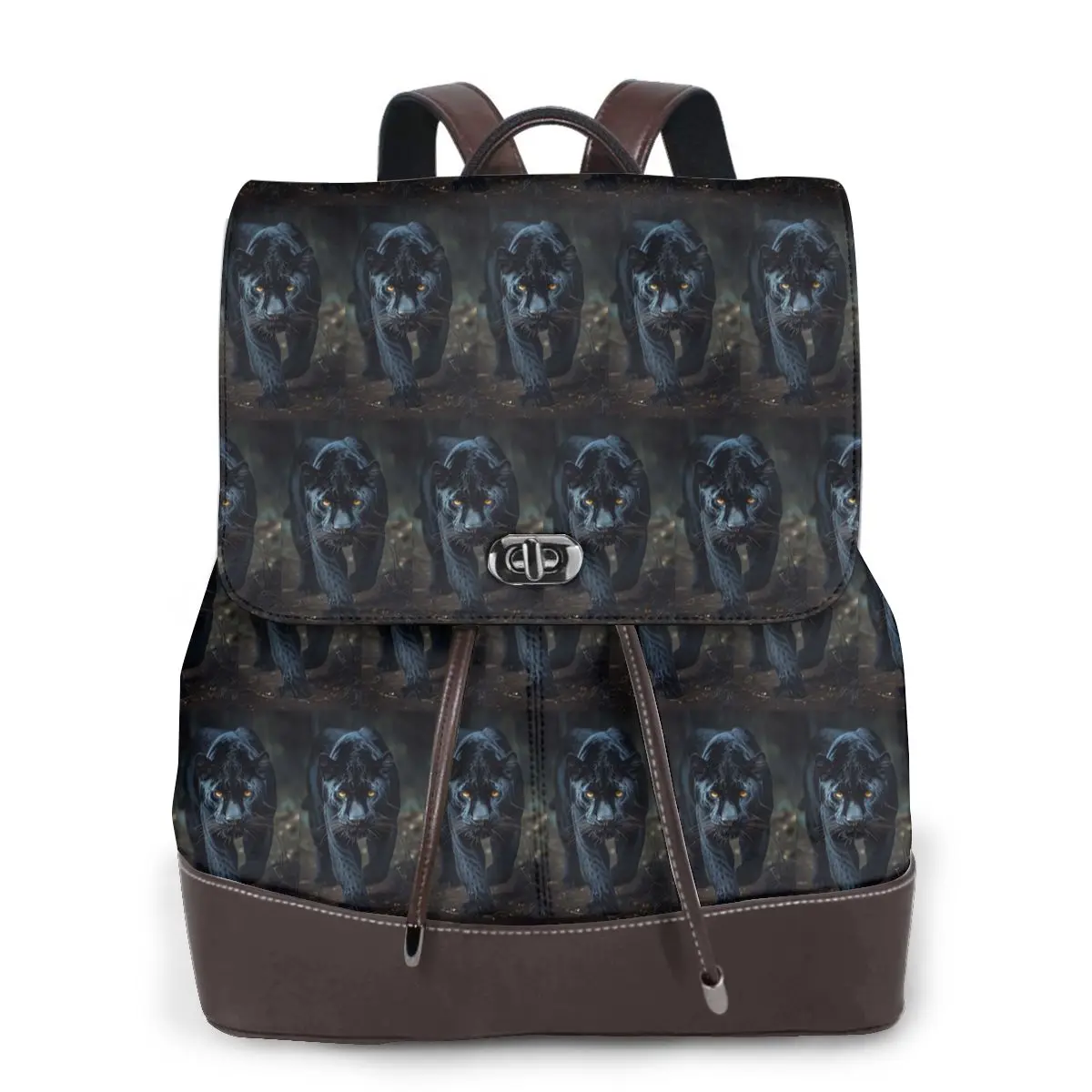Wild Black Leopard Face Print Bookbag School Student Bags Hiking Travel Daypack for Women Fashion Derma Backpack