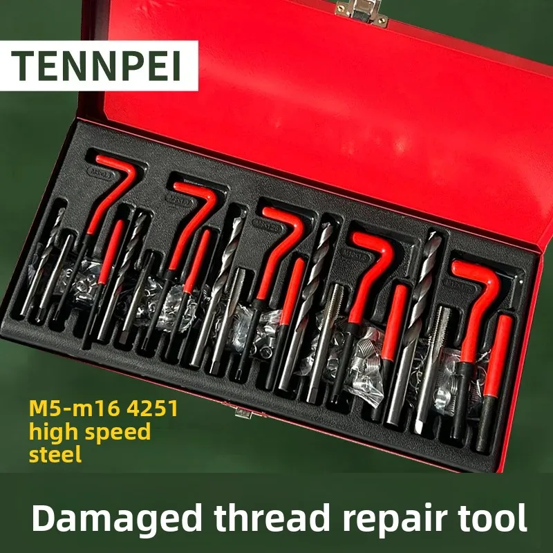 131-Piece Spiral Repair Tool Taper Reamer Set Hand Operated Self-Tapping Screw Thread Repairer Drill Bit Kit Auto Parts Accessor