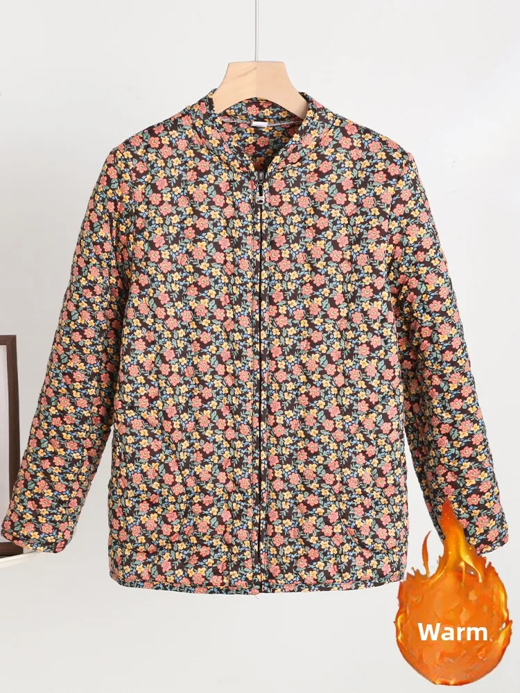 

Thiened Long Sve Zipper Cotton Jaet Warm Home Wear Winter Outerwear for Middle-Aged And ly Large Size Mom Clothes