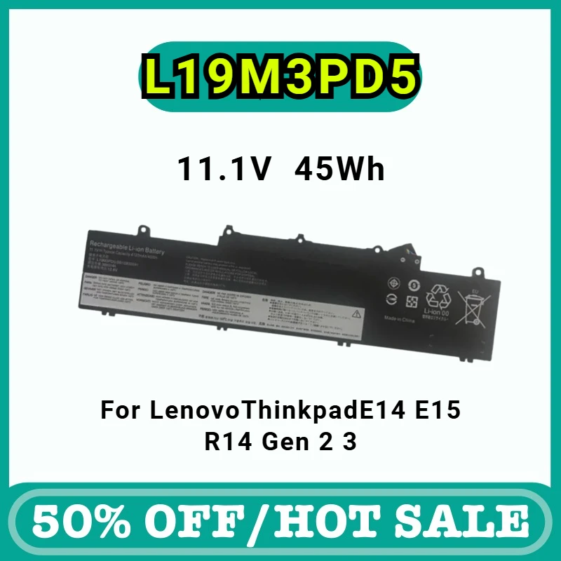 

L19M3PD5 45WH New Laptop Battery for Lenovo Thinkpad E14 E15 R14 Gen 2 5B10X02594 5B10X02606 TP00117A TP00116C L19C3PD5 L19D3PD5