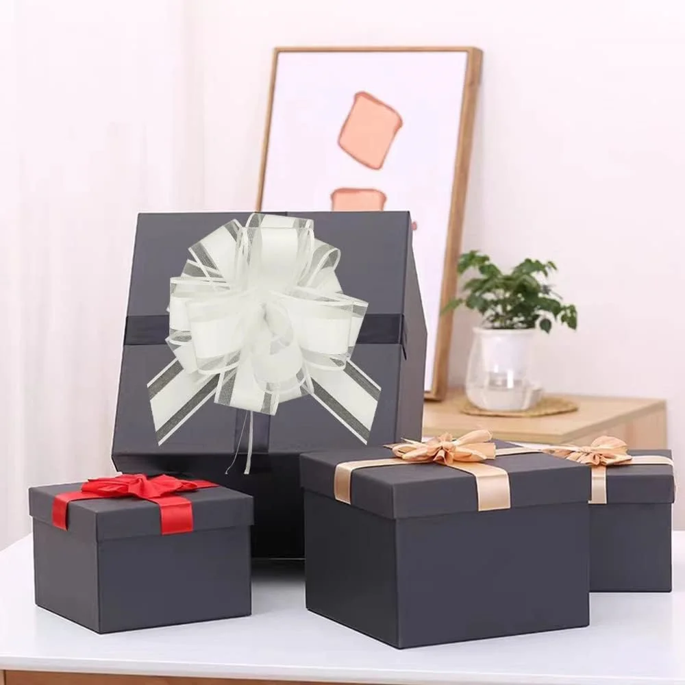 6pcs/pack Large 6-Inch Pull Bows Assorted Colors for Gift Wrapping Christmas Party Birthday Wedding Ribbon Bows for Box Decorati
