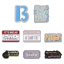 Creative Geometric Funny Phrase Brooch Enamel Pin Custom Cartoon Decorative Badge Lapel Backpack Brooches Metal Jewelry Pin Gift