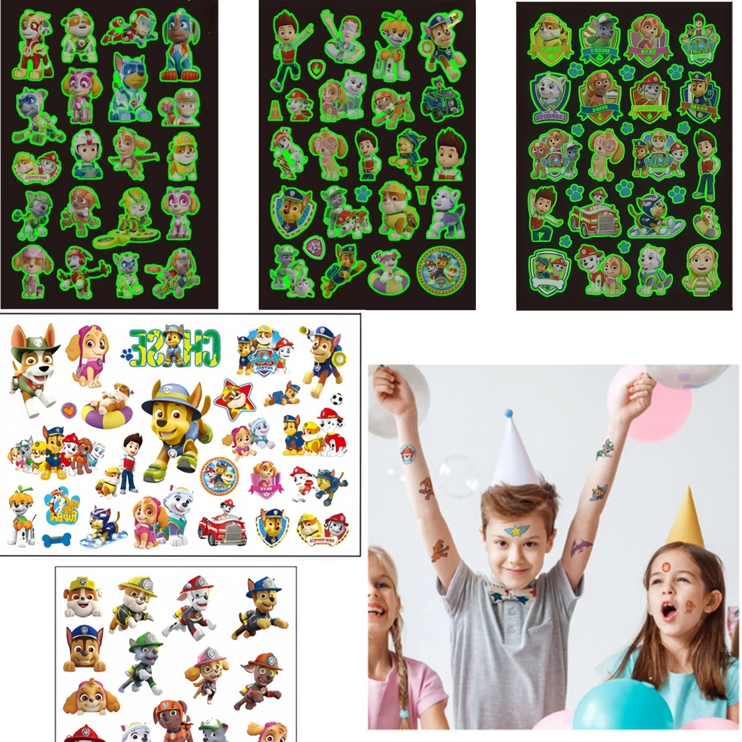 

Paw Patrol Stickers Waterproof Paw Patrol Child Temporary Tattoo Luminous Tattoo Stickers Paw Sticker Periphery Dog Party Favors