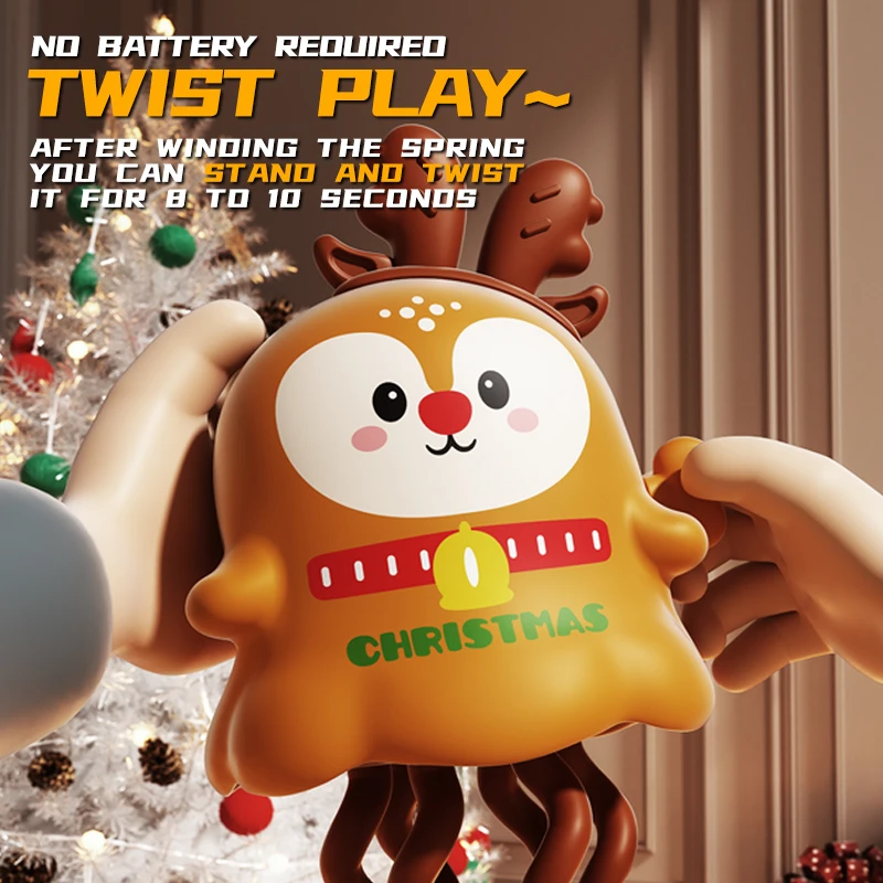 ゼンマイ仕掛けのクリスマス雪だるまとトナカイ - 楽しいダンスをするノベルティおもちゃ（いたずらや装飾用）
