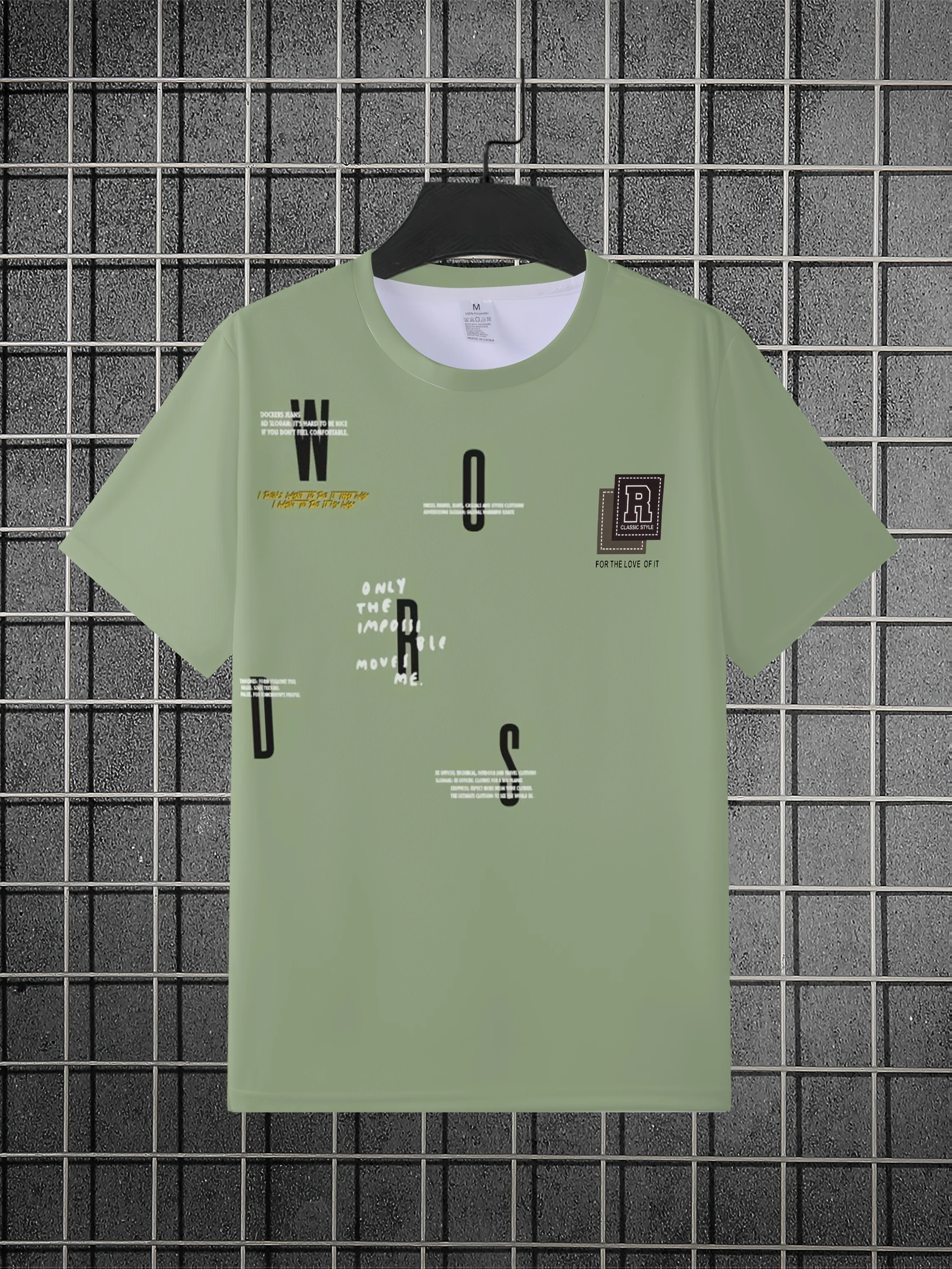 New men's short-sleeve T-shirt, loose-fitting and tailored with printed designs, versatile basic crew-neck top suitable for spri