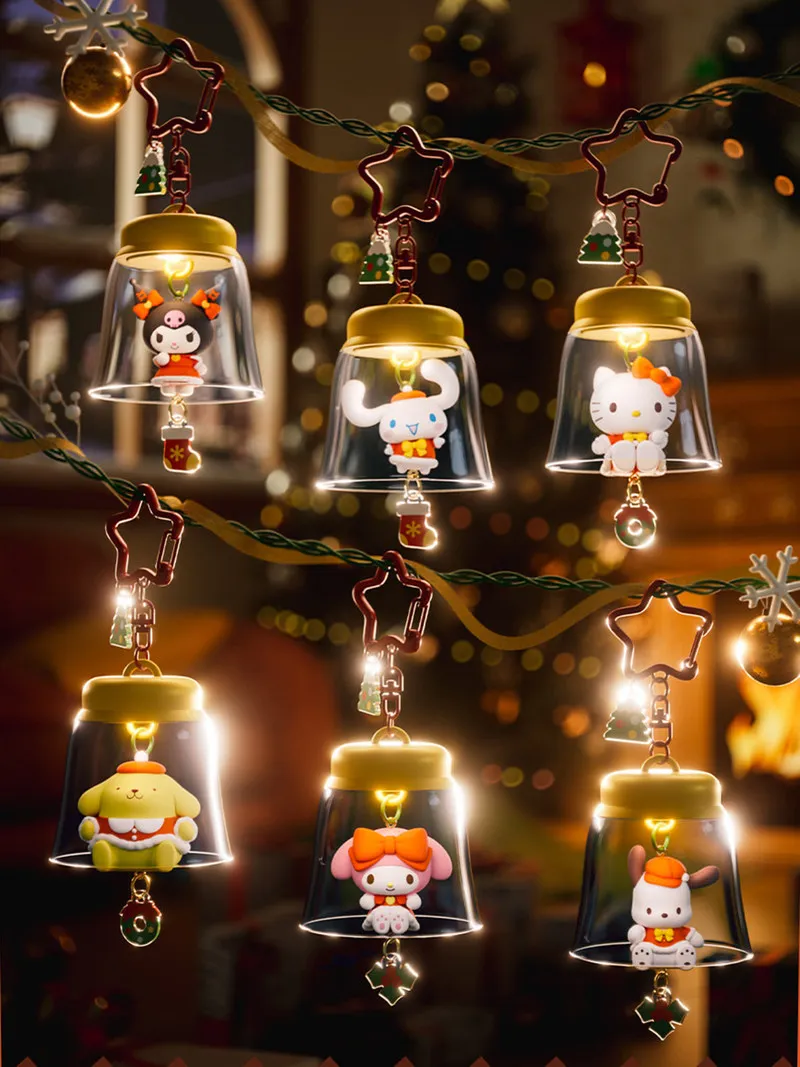 

Sanrio Authentic Winter Glowing Keychain Hello Kitty Kuromi My Melody Bag Charm Backpack Accessory Xmas New Year Decoration