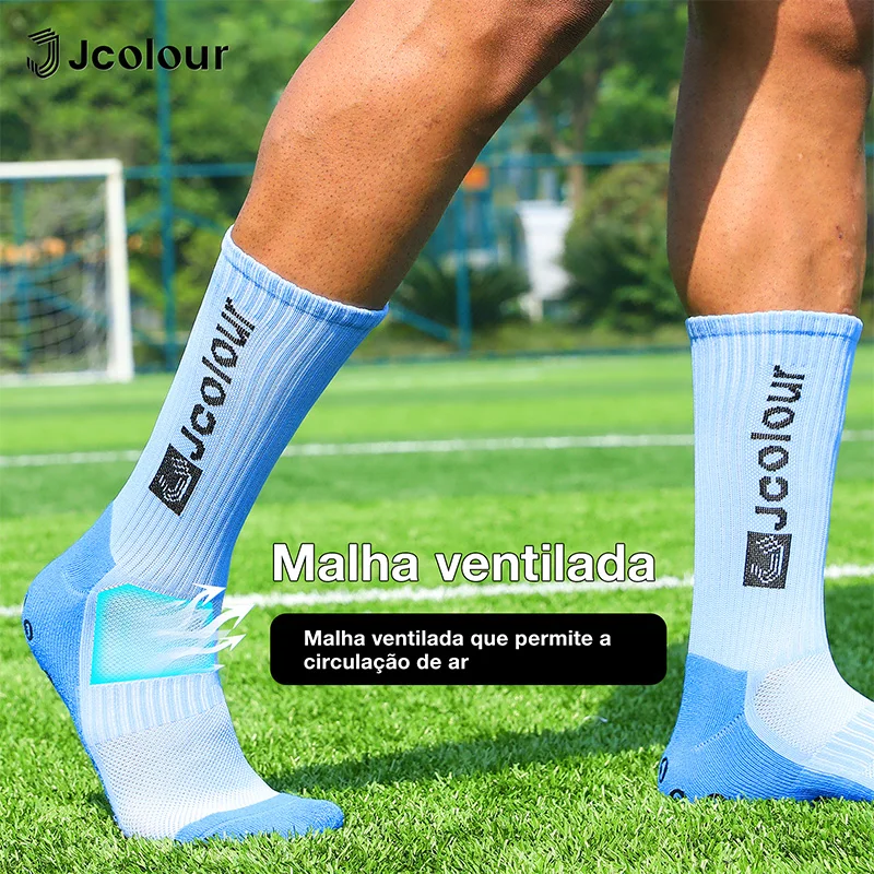 جوارب رياضية ملونة عصرية جديدة غير قابلة للانزلاق جوارب كرة القدم جوارب من مادة البولي أميد مريحة للتنفس