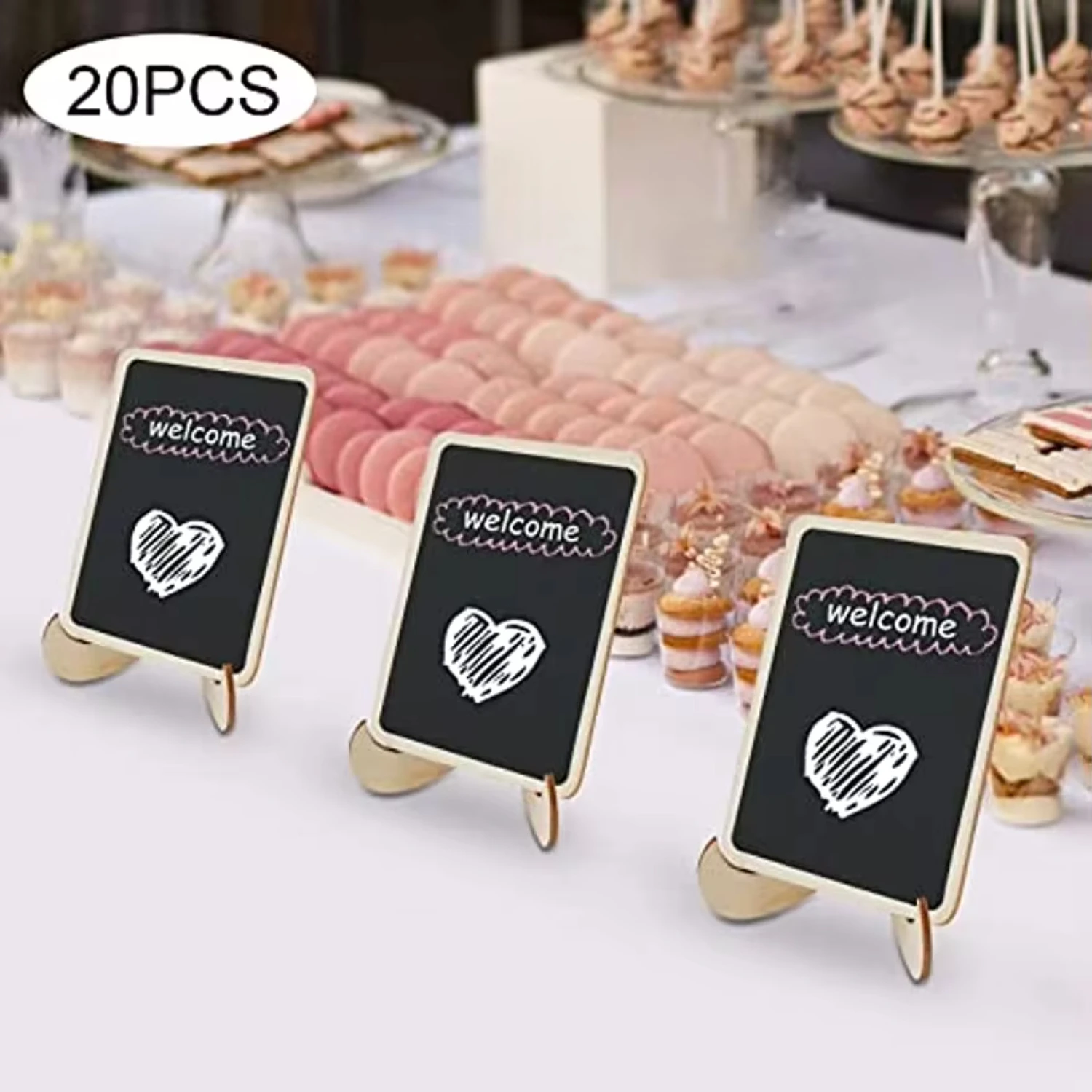 New 20 Pack Wood Mini Chalkboards Signs with Support Easels Small Rectangle Blackboard  Weddings Birthday Parties