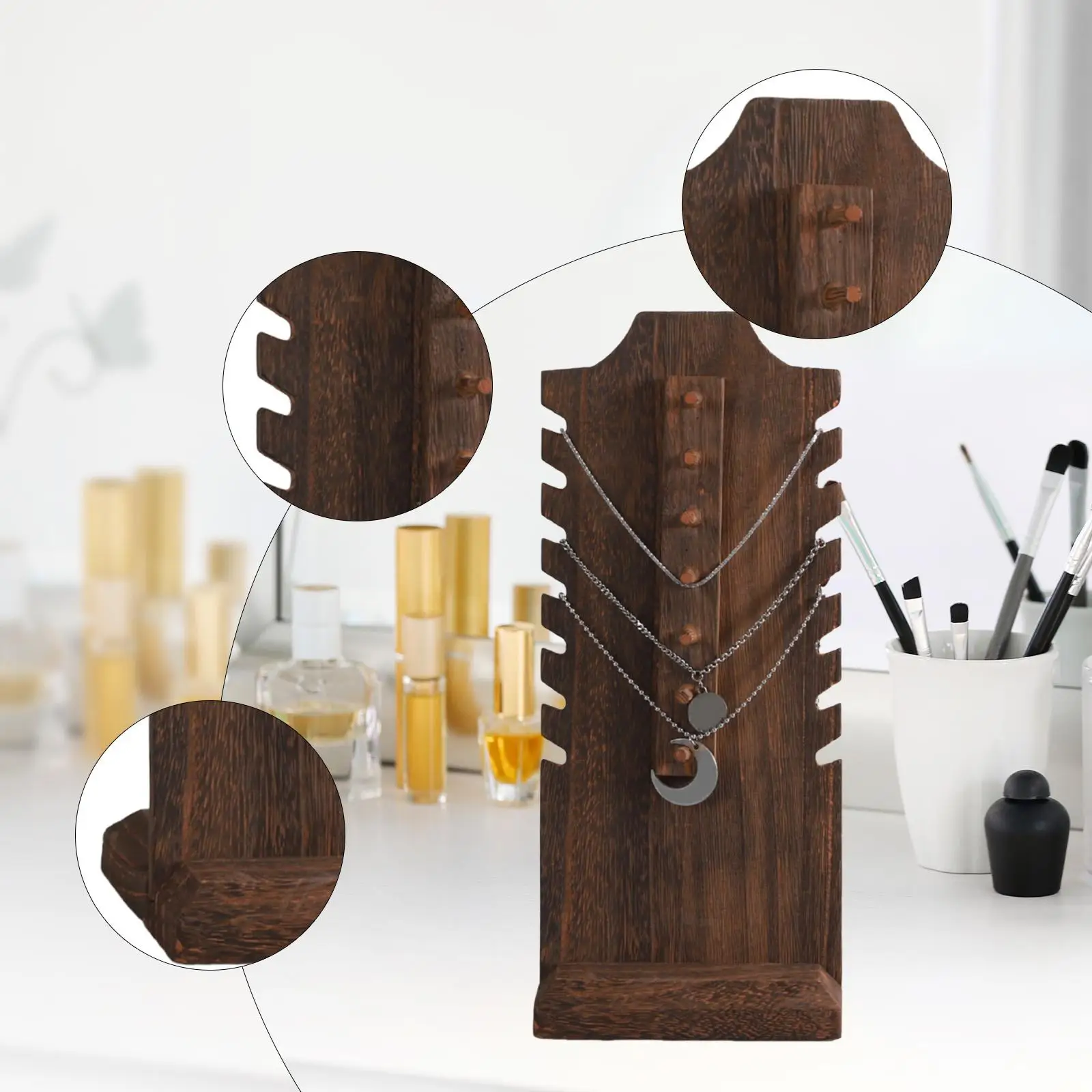 

Necklace Holder Wood Necklace Display Stand for Countertop Showcase Dresser