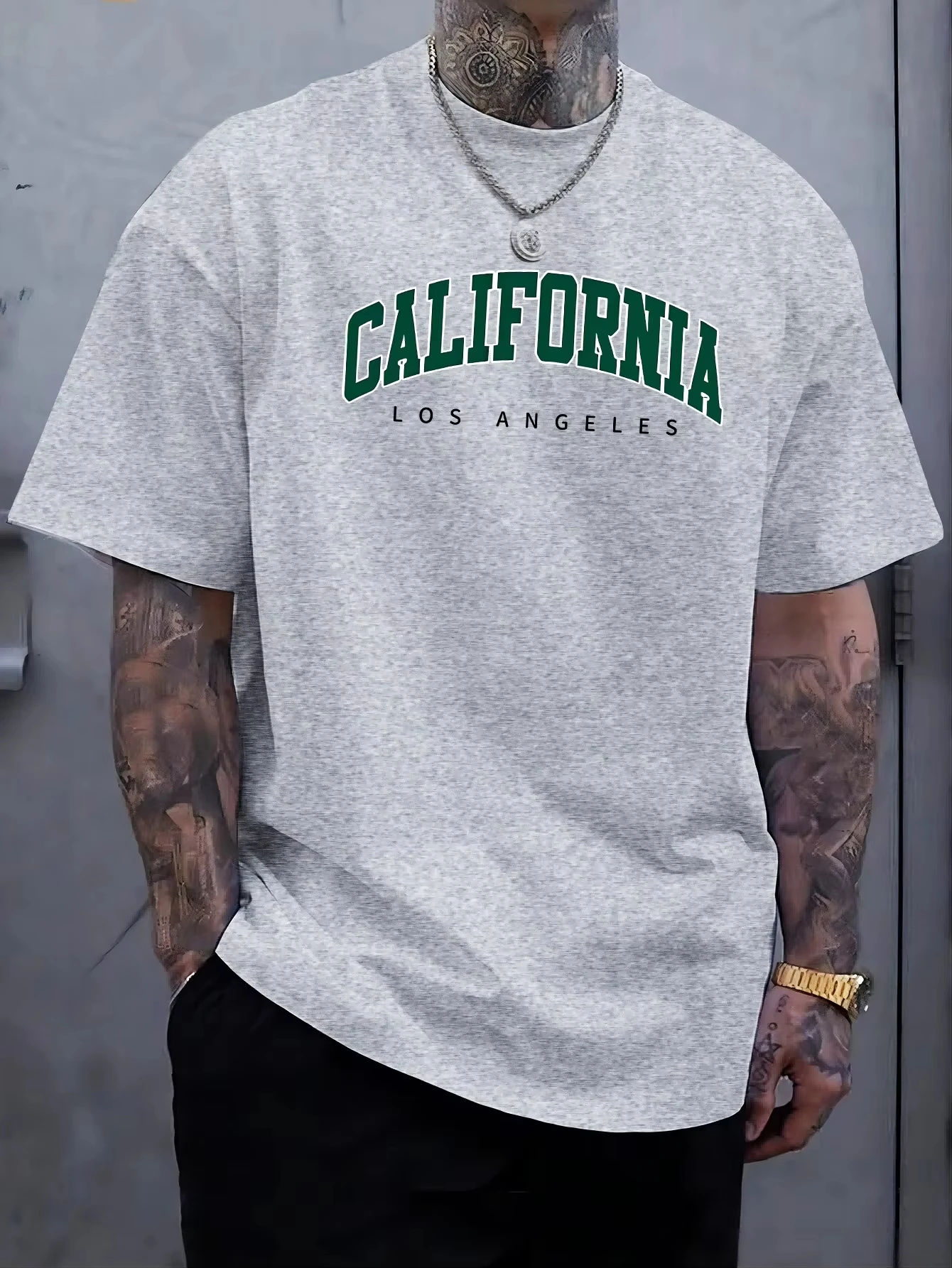California Letter Bedrucktes Sommer-Herren-Baumwoll-Kurzarm-Casual-Sportoberteil, lockeres, großes, bequemes Rundhals-T-Shirt