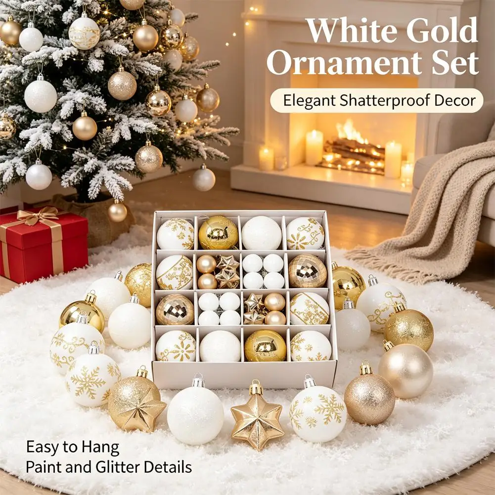 44Pcs 3/6CM Christmas Ball Christmas Tree Decoration Ornaments for Home Decor Halloween New Year Navidad Pendant Ball Accessory