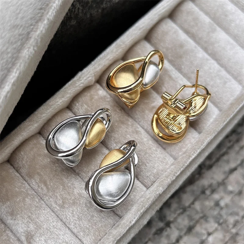 Handmade Brushed Color Blocked Asymmetrical Earrings for Women Niche Irregular Exquisite Unique Fashion Jewelry Gifts