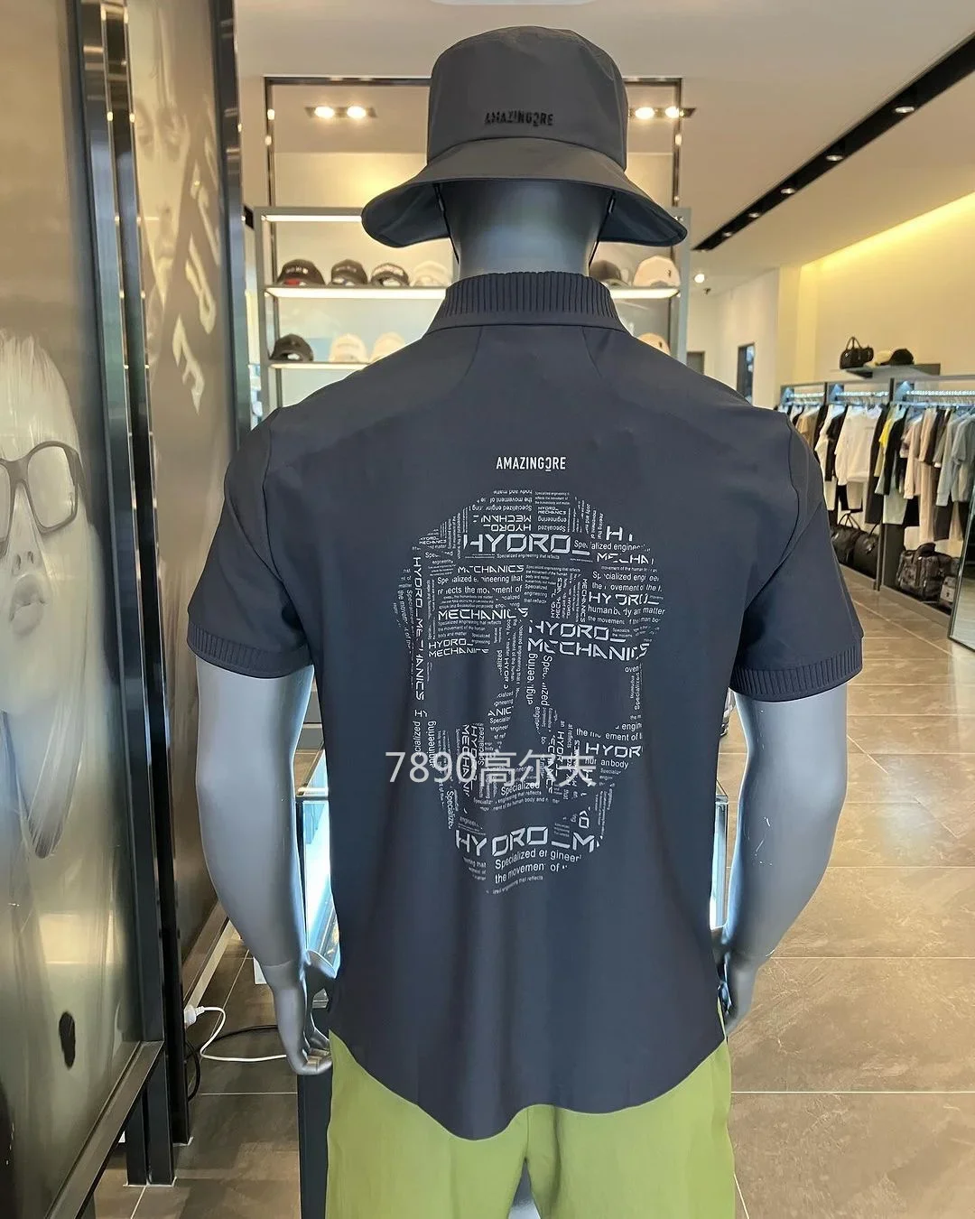 2024 NEW Amazingcre Fashion Breathable Skull Head Short Sleeved Golf T-blood Shirt,High Quality Men Sports Tennis Golf Tee Top