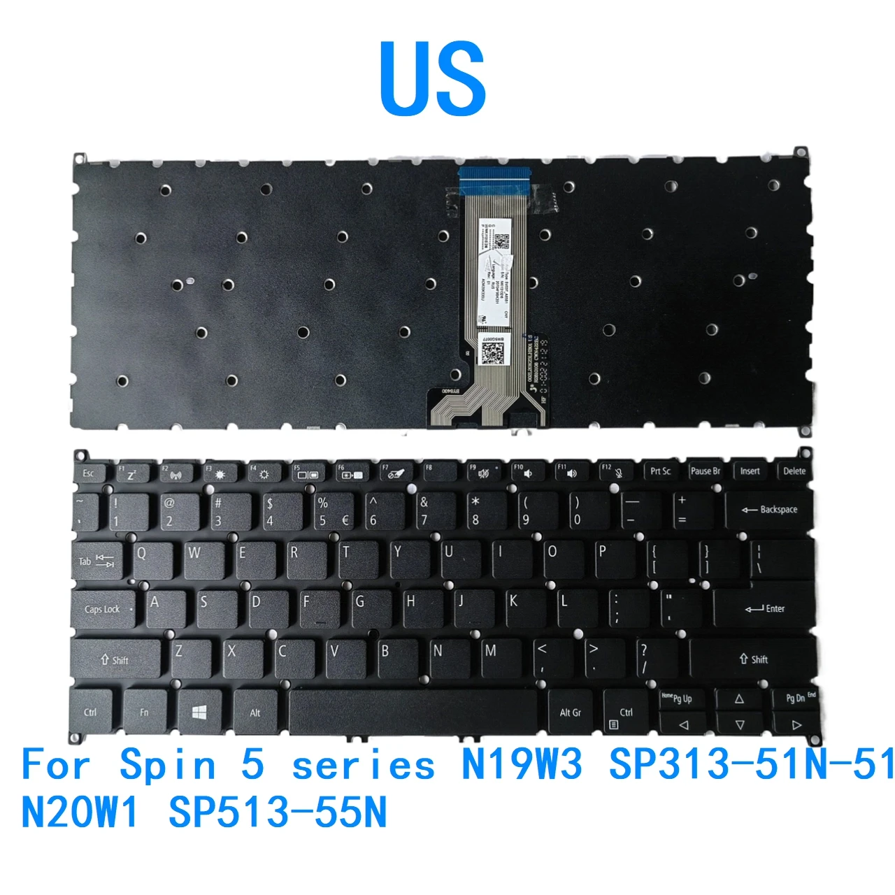 

New US Language Keyboard For Acer Spin 5 series N19W3 SP313-51N-51RP N20W1 SP513-55N Notebook PC Replacement Keyboard