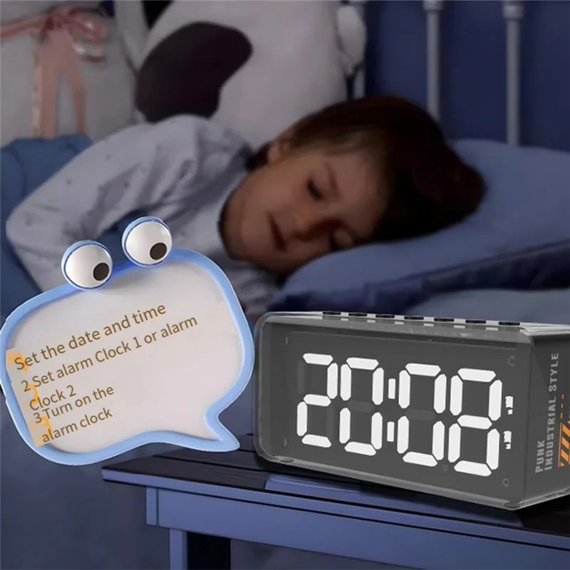 ABSQ-Bluetooth 5.2 Настольный двойной динамик с аудиокартой и цифровым будильником для дома