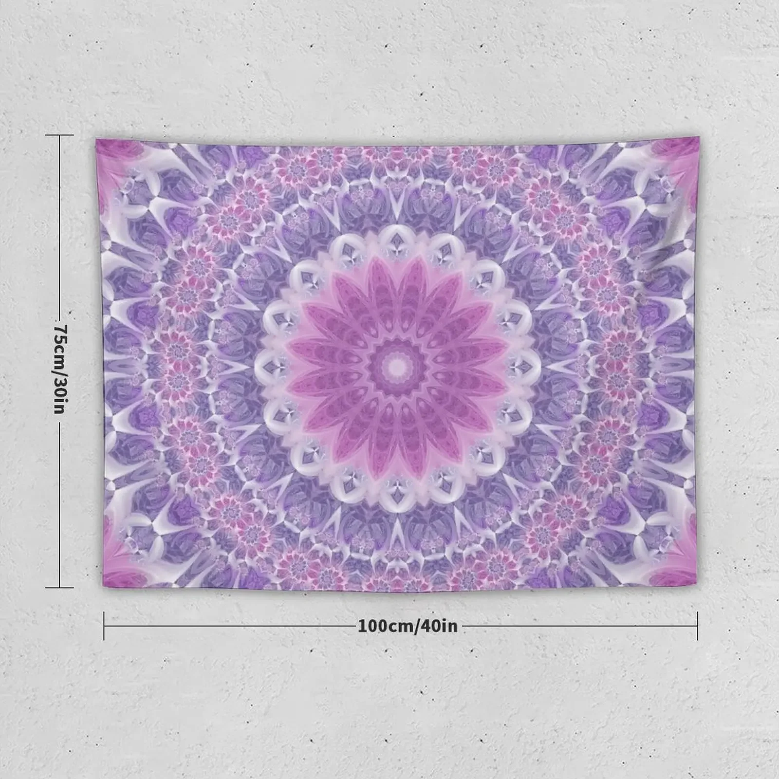 Purple and Pink Fractal Mandala Tapestry Art Mural Room Aesthetic Tapestry