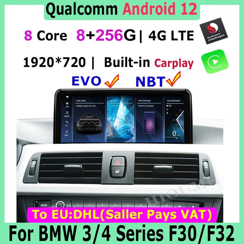 

Car Multimedia Player 10.25” 12.5" Snapdragon ID8 Android 12 8G+256G GPS Navigation For BMW F30 F31 F34 F32 F33 F36 2013 - 2022