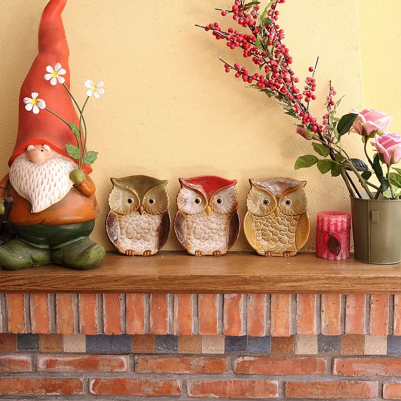 Countryside Owl Design Ceramic Tray Vintage Red Green Yellow For Jewelry Storage Plate Keys Holder Soap Dish And Home Decoration view 6