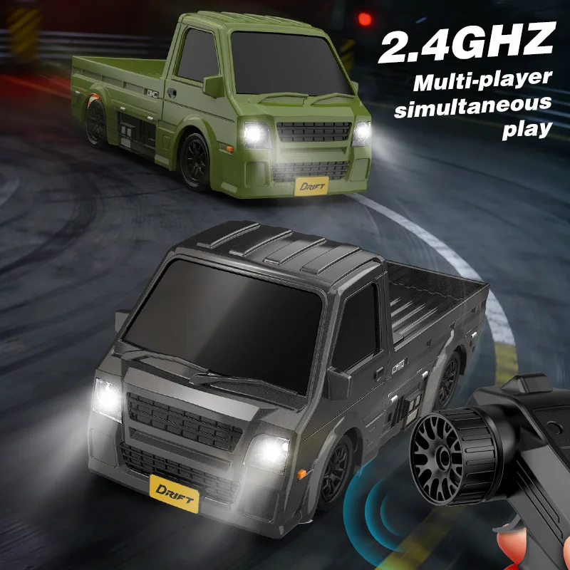 1:64 RC Truck 2.4G 4WD Handeld High Speed RC Drift Car with LED Lights Full proportions Desk RC Competition Vehicle Toy Boys