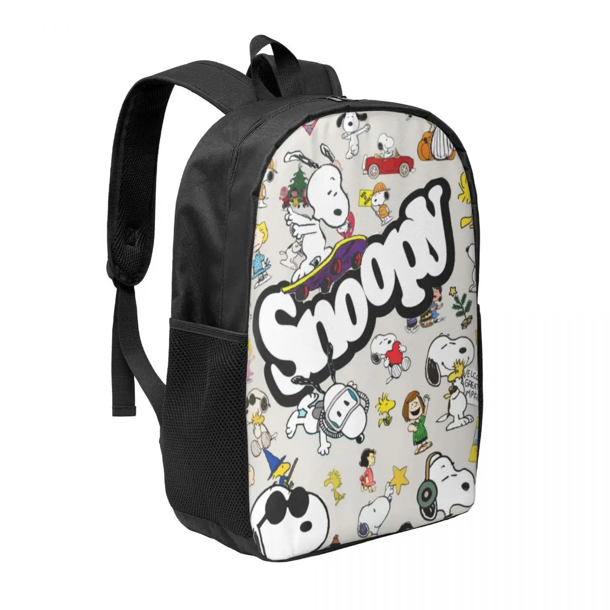 Mochila de estudante simples Snoopy de 17 polegadas – Bolsa escolar leve e espaçosa para meninos e meninas