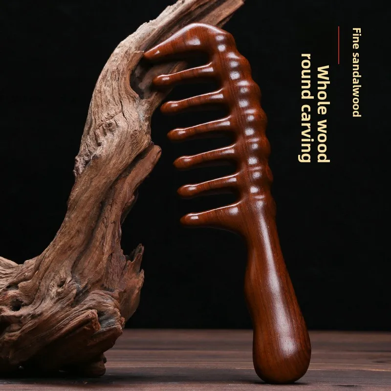 

Sandalwood comb thickened and widened teeth comb long hair curly hair comb massage comb head meridian comb coarse teeth
