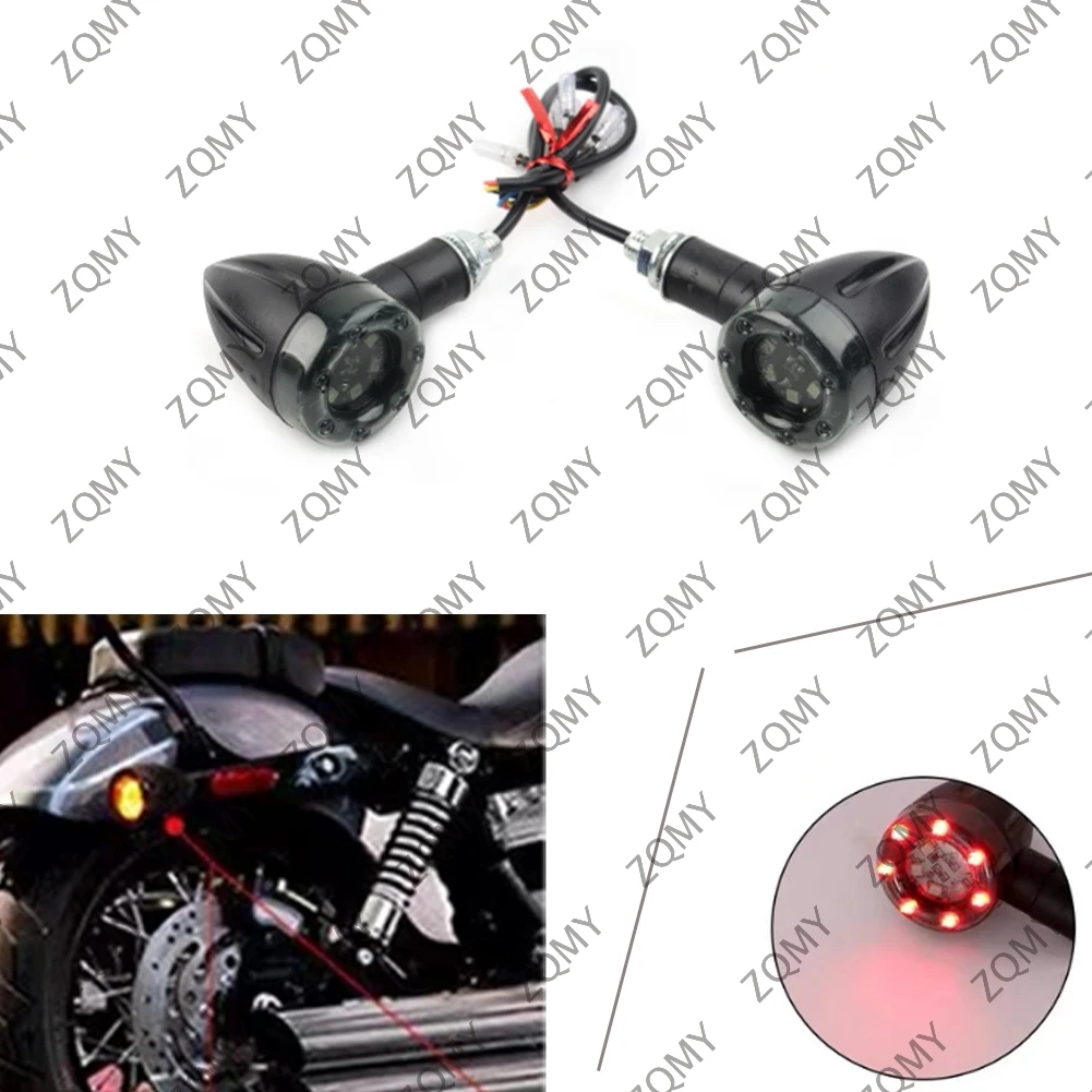 2Pcs Motorcycle LED Bullet Brake Blinker Turn Signal Tail Lights Indicator Lamp For Harley Honda Suzuki Yamaha Kawasaki