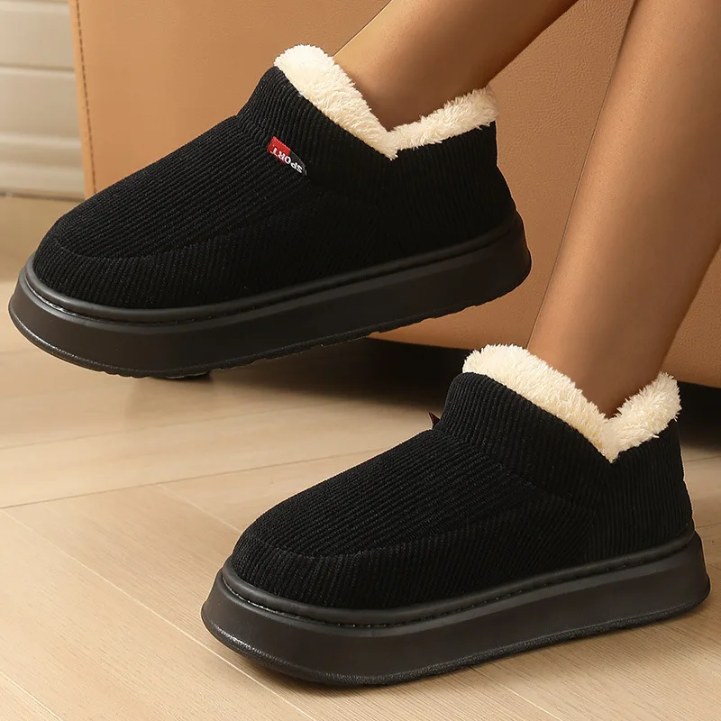 Unisex Winter-Plüsch-Schneestiefel mit Warmer Dicker Sohle für Innen- und Außenbereich Rutschfeste Hausschuhe – Detail 18