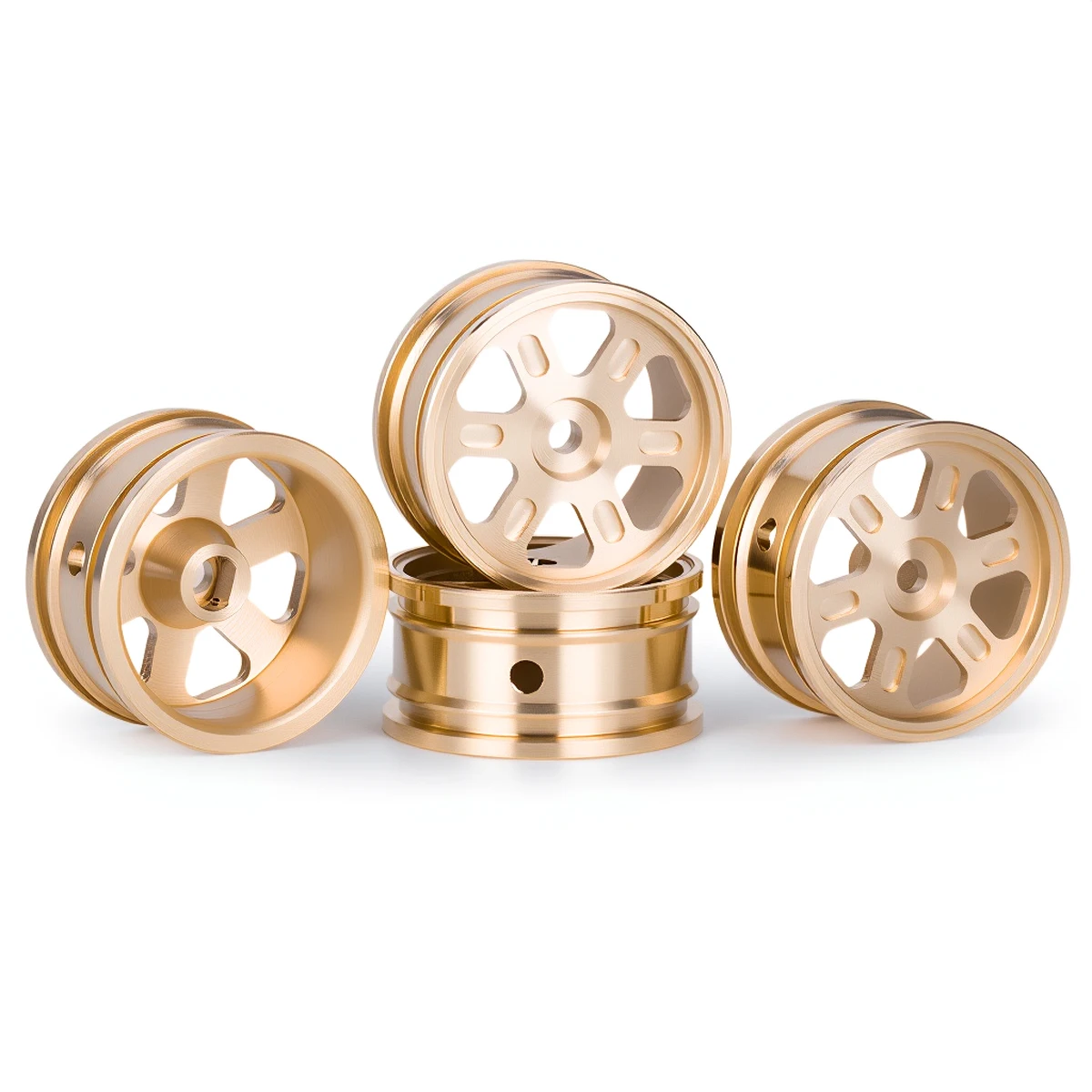 جنوط عجلات نحاسية صلبة جديدة 4 قطع لسيارة أكسيال إس سي إكس 30 بمقياس 1/30 للتحكم عن بعد، مجموعة ترقية 0.7 بوصة لفورد برونكو وجيب رانجلر كراولر