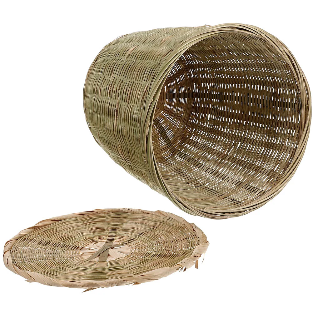 

Bamboo Woven 20x20cm Storage Woven Desktop Basket Trash Can Handmade Rattan Kitchen Grocery Sundries Organizer Table Rustic