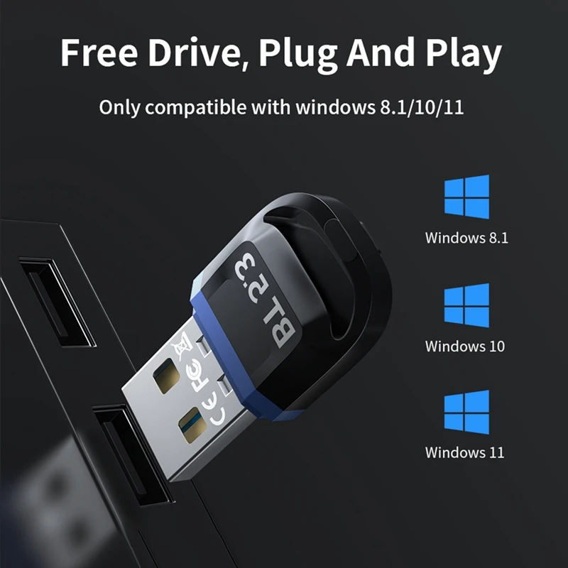 AU67-USB Bluetooth Adapter For Pc USB Bluetooth Dongle 5.3 Wireless Bluetooth Connector Receptor USB Key For Computer